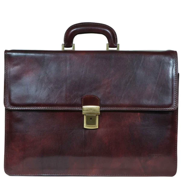 UB FASHION Lorenzo Italian Triple Compartment Briefcase Business Bag