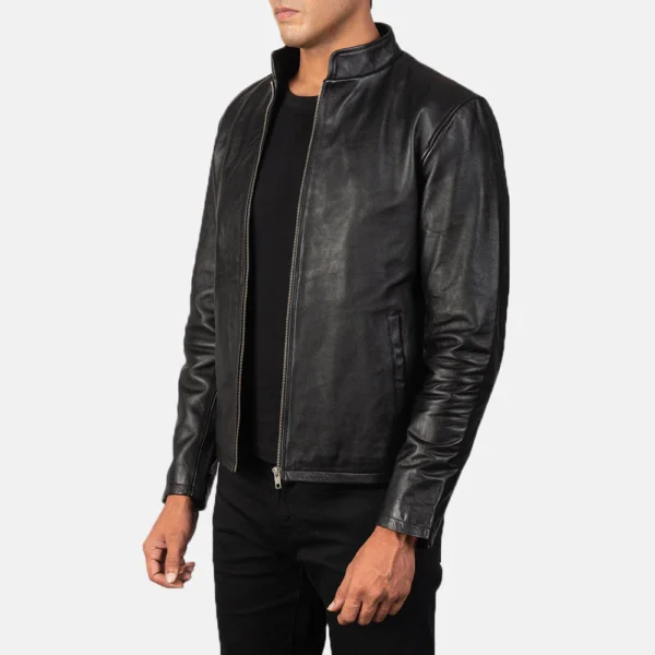 UB FASHION ALEX BLACK LEATHER BIKER JACKET