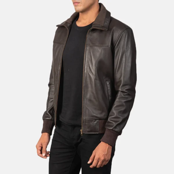 UB FASHION AIR ROLF BROWN LEATHER BOMBER JACKET