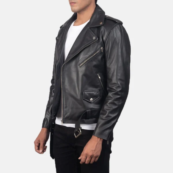 UB FASHION ALLARIC ALLEY BLACK LEATHER BIKER JACKET