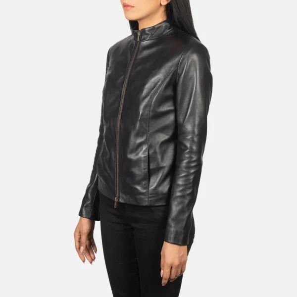 UB FASHION RUMELLA BLACK LEATHER BIKER JACKET