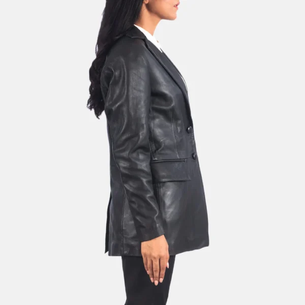 UB FASHION MARILYN BLACK LEATHER BLAZER