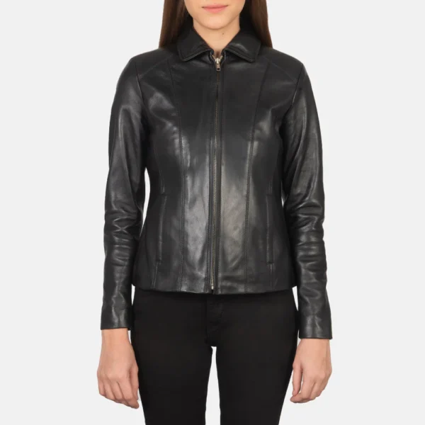 UB FASHION COLETTE BLACK LEATHER JACKET