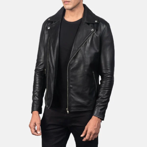 UB FASHION NOAH BLACK LEATHER BIKER JACKET