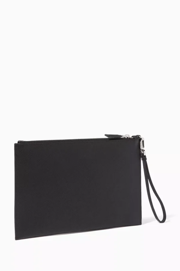 UB FASHION PRADA Black Saffiano Leather Pouch