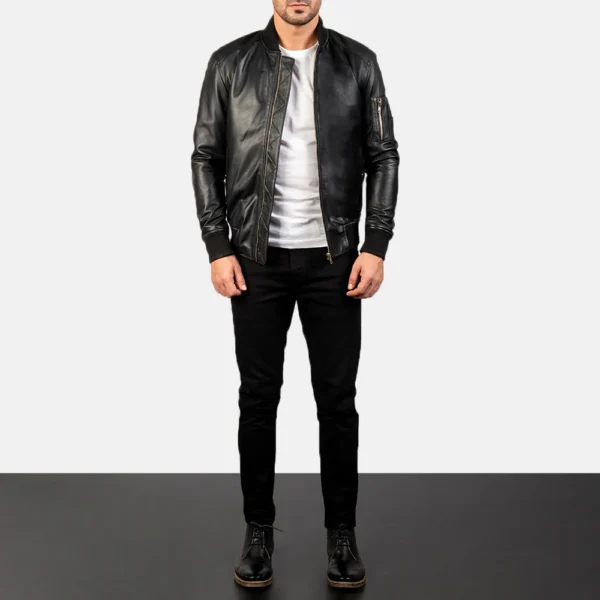 UB FASHION BOMIA MA-1 LEATHER BOMBER JACKET