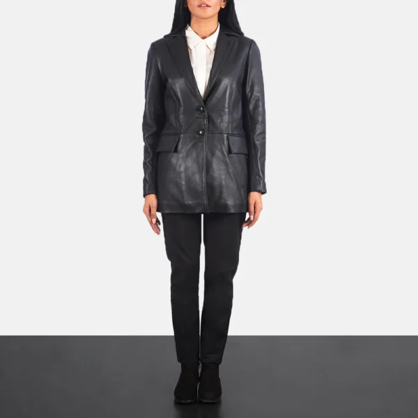 UB FASHION MARILYN BLACK LEATHER BLAZER