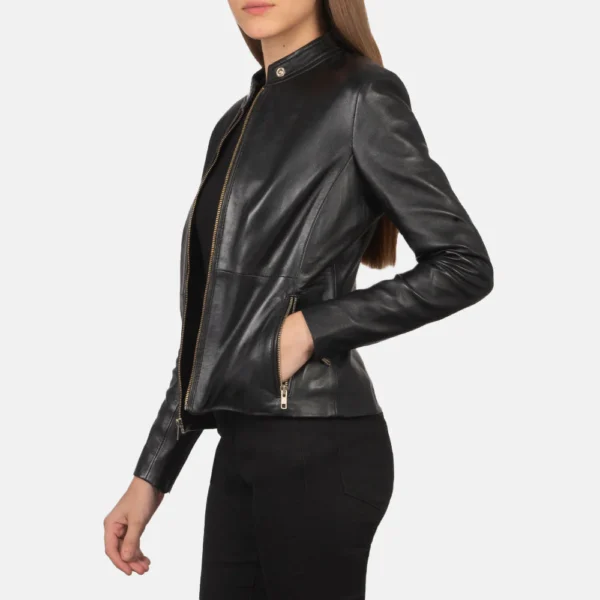 UB FASHION RAVE BLACK LEATHER BIKER JACKET