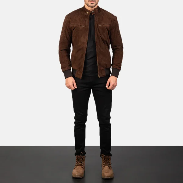 UB FASHION SVEN MOCHA SUEDE BOMBER JACKET