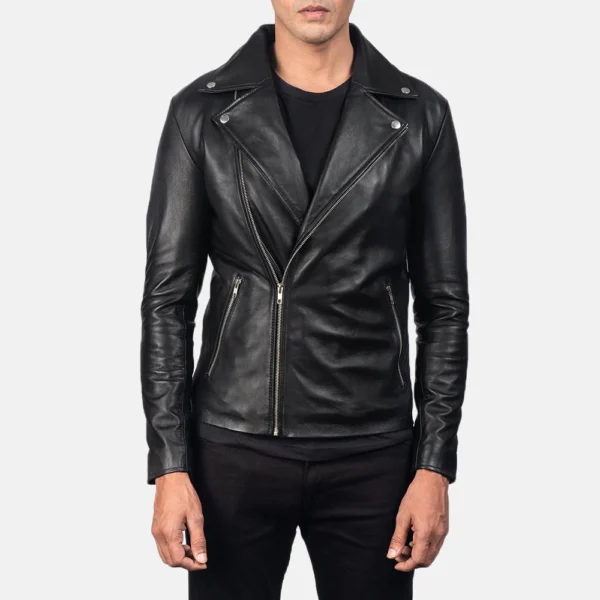 UB FASHION NOAH BLACK LEATHER BIKER JACKET