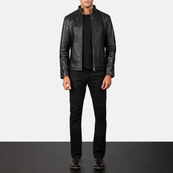 UB FASHION ALEX BLACK LEATHER BIKER JACKET