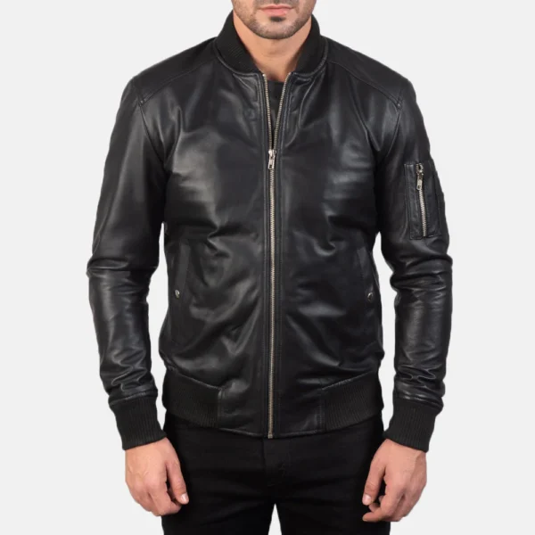 UB FASHION BOMIA MA-1 LEATHER BOMBER JACKET