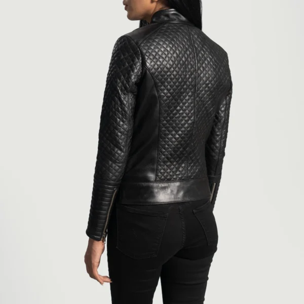 UB FASHION CITYSCAPE BLACK LEATHER BIKER JACKET