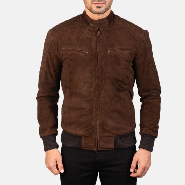 UB FASHION SVEN MOCHA SUEDE BOMBER JACKET