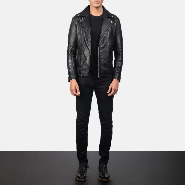 UB FASHION NOAH BLACK LEATHER BIKER JACKET