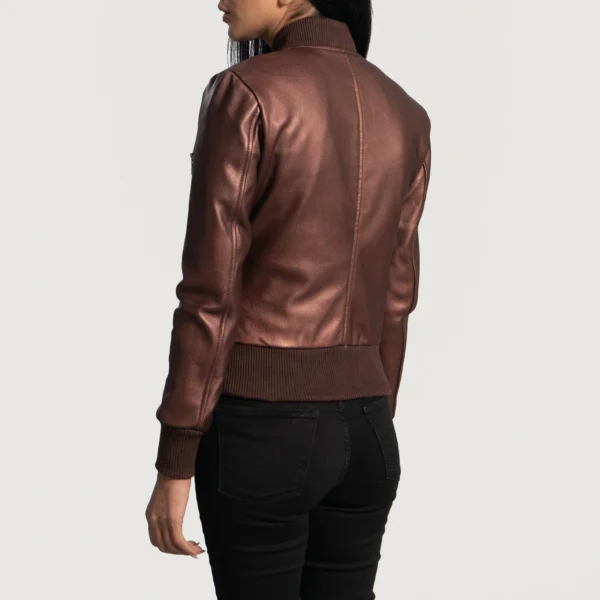 UB FASHION REIDA MAROON LEATHER BOMBER JACKET