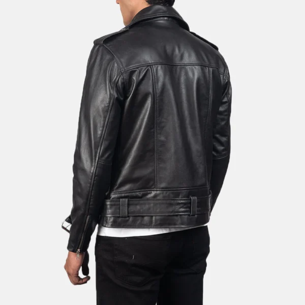 UB FASHION ALLARIC ALLEY BLACK LEATHER BIKER JACKET