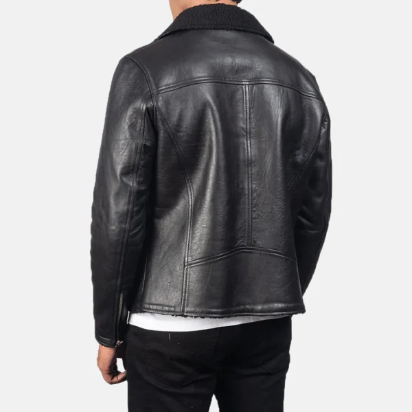 UB FASHION ALBERTO SHEARLING BLACK LEATHER JACKET