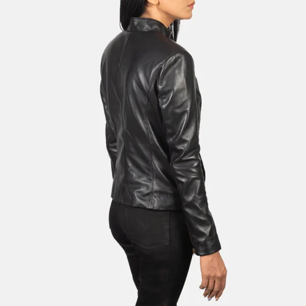 UB FASHION RUMELLA BLACK LEATHER BIKER JACKET