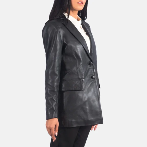 UB FASHION MARILYN BLACK LEATHER BLAZER