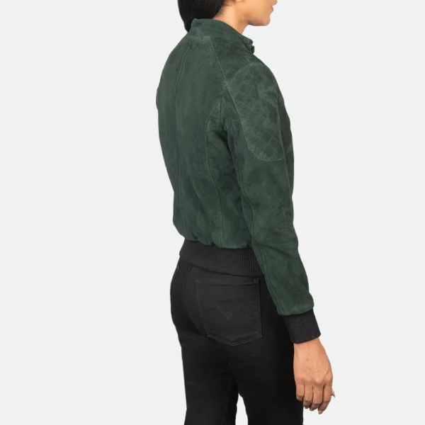 UB FASHION ZENNA GREEN SUEDE BOMBER JACKET