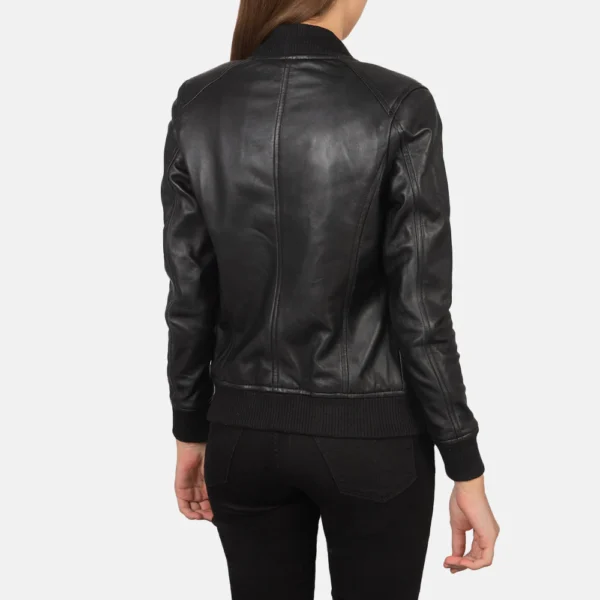 UB FASHION BLISS BLACK LEATHER BOMBER JACKET