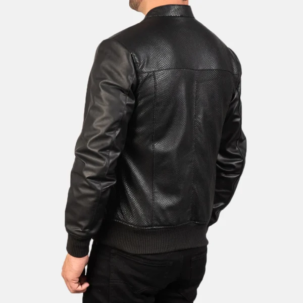 UB FASHION AVAN BLACK LEATHER BOMBER JACKET