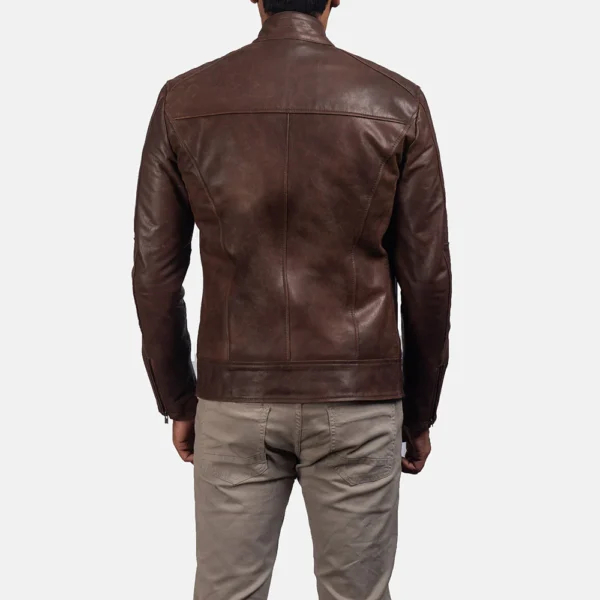 UB FASHION DEAN BROWN LEATHER BIKER JACKET