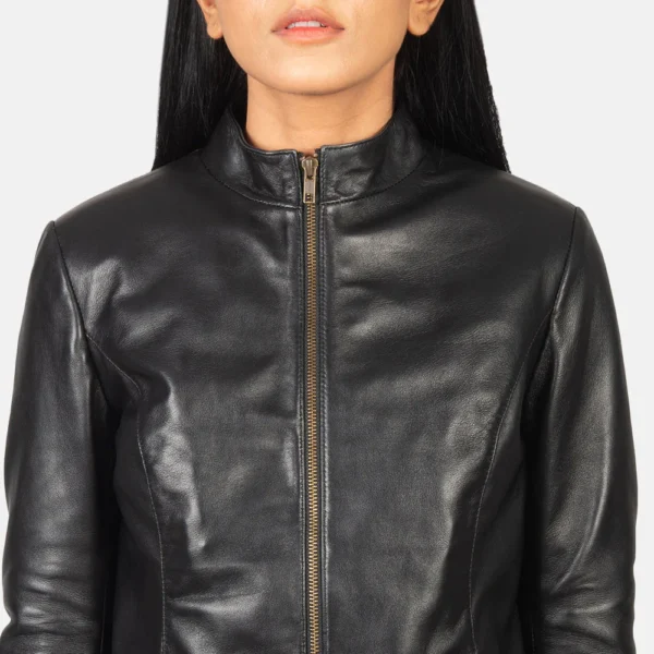 UB FASHION RUMELLA BLACK LEATHER BIKER JACKET