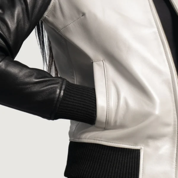 UB FASHION COLE SILVER LEATHER BOMBER JACKET