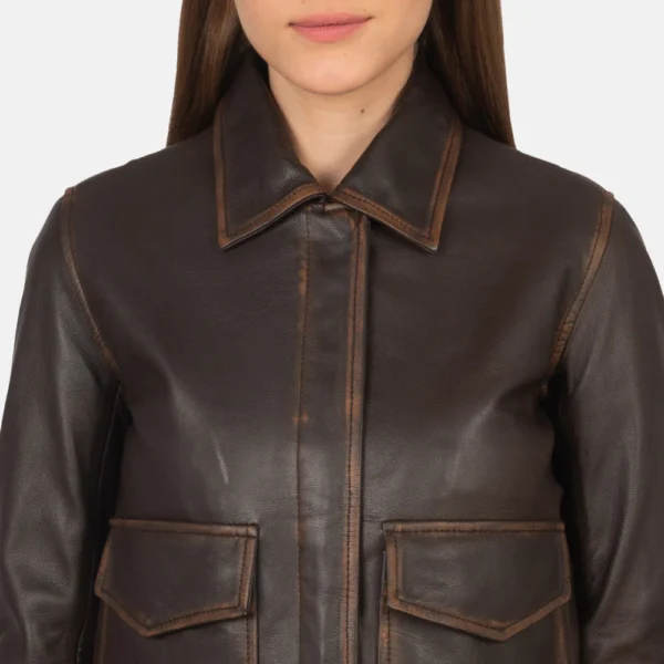 UB FASHION WESTA A-2 BROWN LEATHER BOMBER JACKET