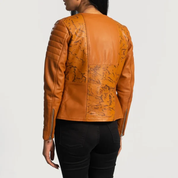 UB FASHION SANDY TAN DYE LEATHER BIKER JACKET