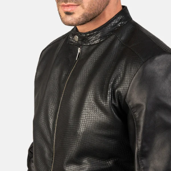 UB FASHION AVAN BLACK LEATHER BOMBER JACKET