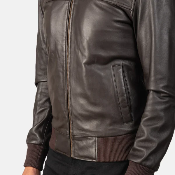 UB FASHION AIR ROLF BROWN LEATHER BOMBER JACKET