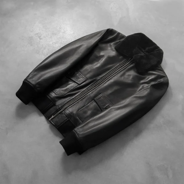 UB FASHION AIRIN G-1 BLACK LEATHER BOMBER JACKET