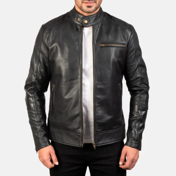 UB FASHION DEAN BLACK LEATHER BIKER JACKET