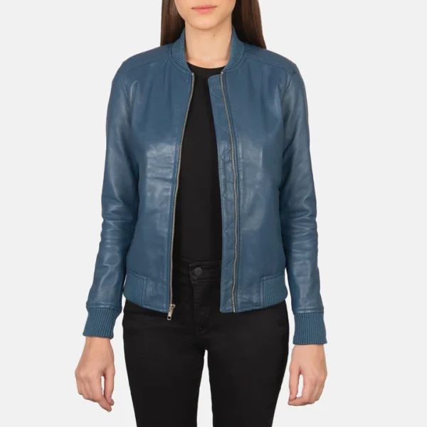 UB FASHION BLISS BLACK LEATHER BOMBER JACKET