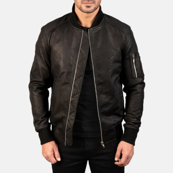 UB FASHION BOMIA MA-1 LEATHER BOMBER JACKET