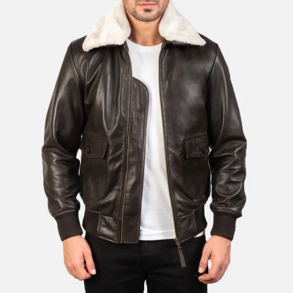 UB FASHION AIRIN G-1 BLACK LEATHER BOMBER JACKET