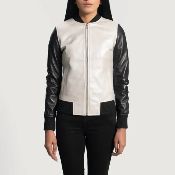 UB FASHION COLE SILVER LEATHER BOMBER JACKET