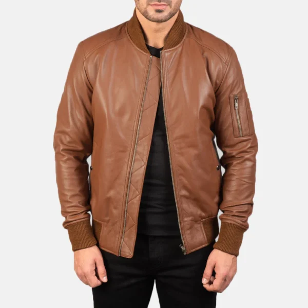 UB FASHION BOMIA MA-1 LEATHER BOMBER JACKET