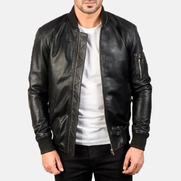 UB FASHION BOMIA MA-1 LEATHER BOMBER JACKET