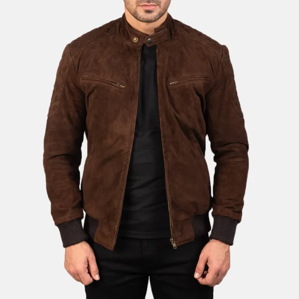 UB FASHION SVEN MOCHA SUEDE BOMBER JACKET