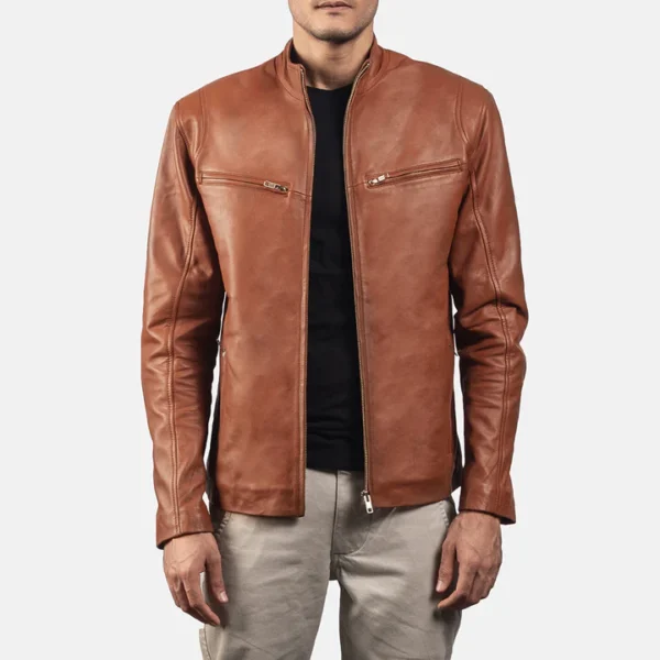 UB FASHION IONIC BROWN LEATHER JACKET