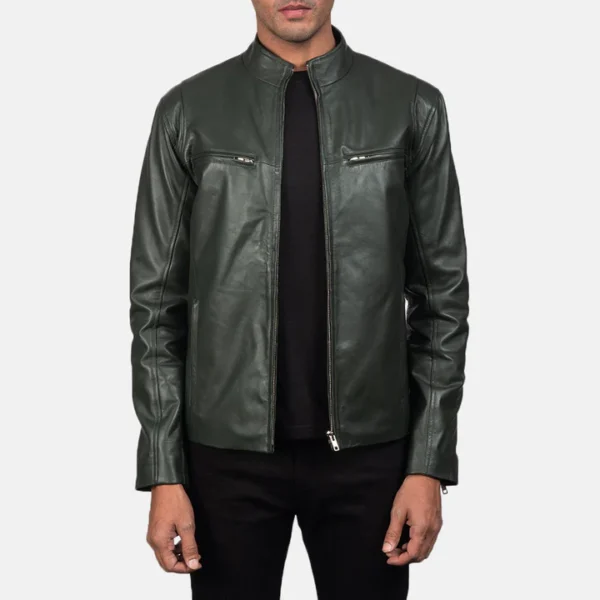 UB FASHION IONIC GREEN LEATHER JACKET