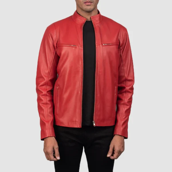 UB FASHION IONIC RED LEATHER JACKET