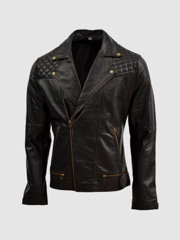 UB Fashion Black color leather jacket made from 100% lamb skin.