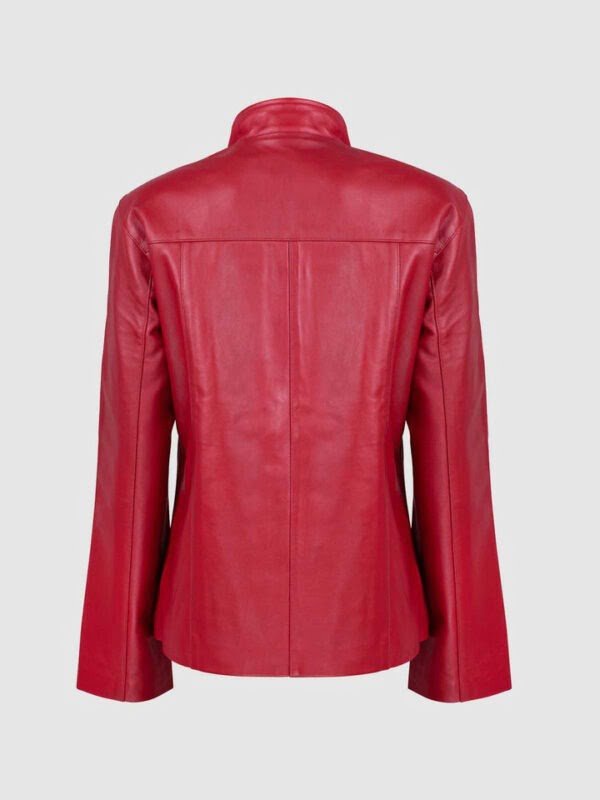 Red color leather jacket made from 100% lamb skin.