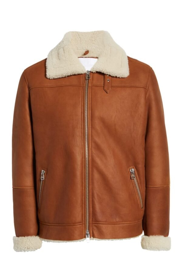 UB Fashion Brown Bomber Leather Jacket