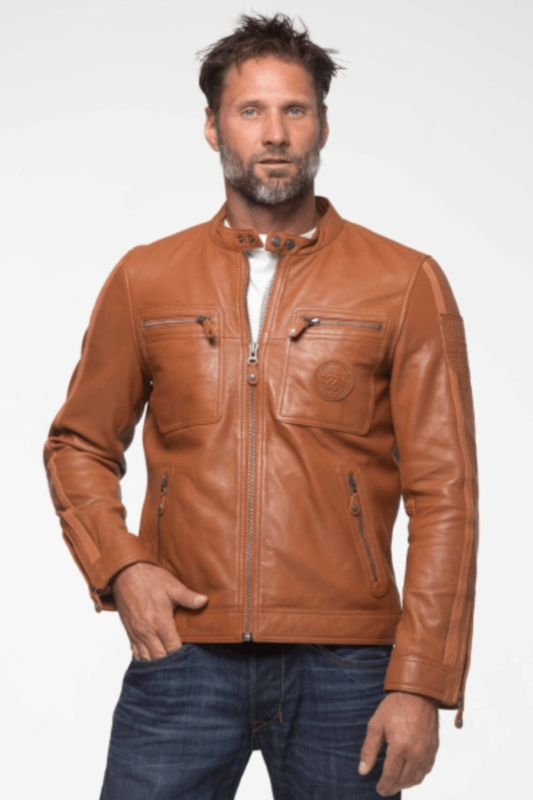 UB Fashion Perfecto Camel Color Leather Jacket